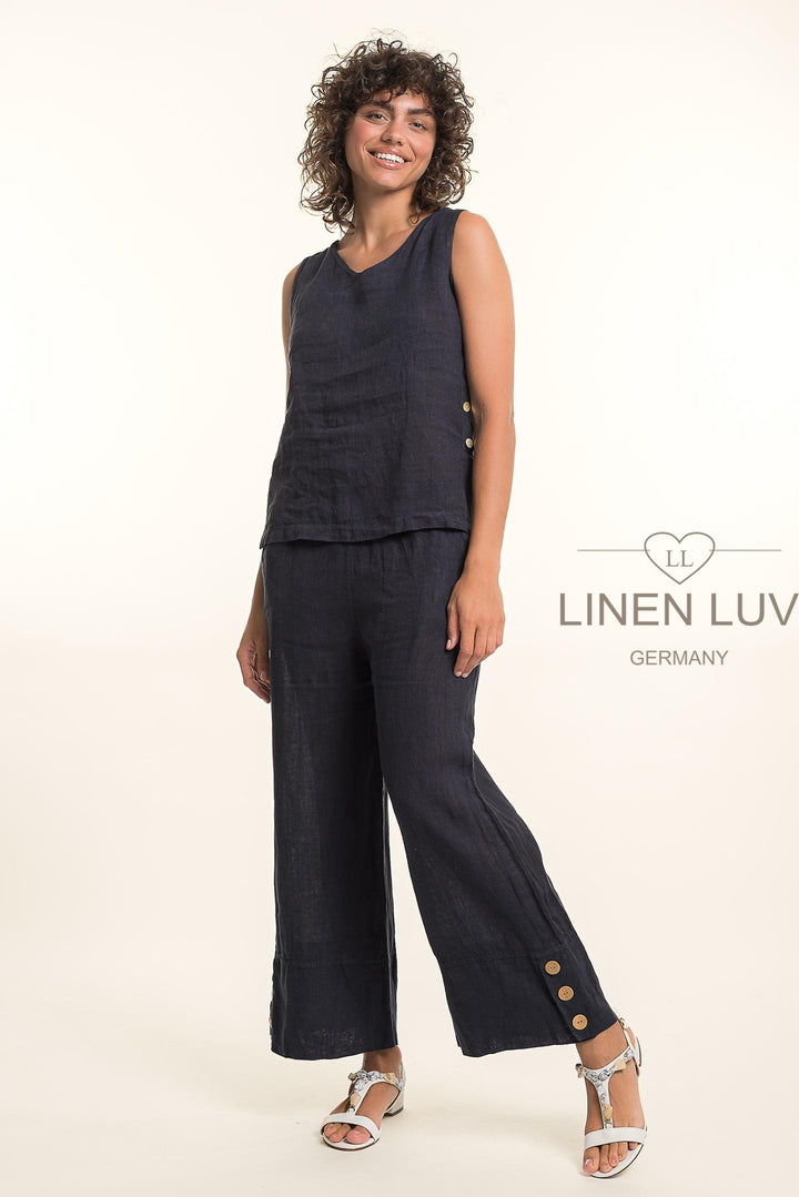 French Linen Button Top Sleeveless