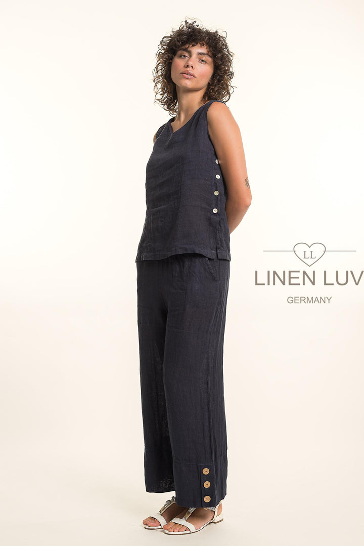 French Linen Button Top Sleeveless