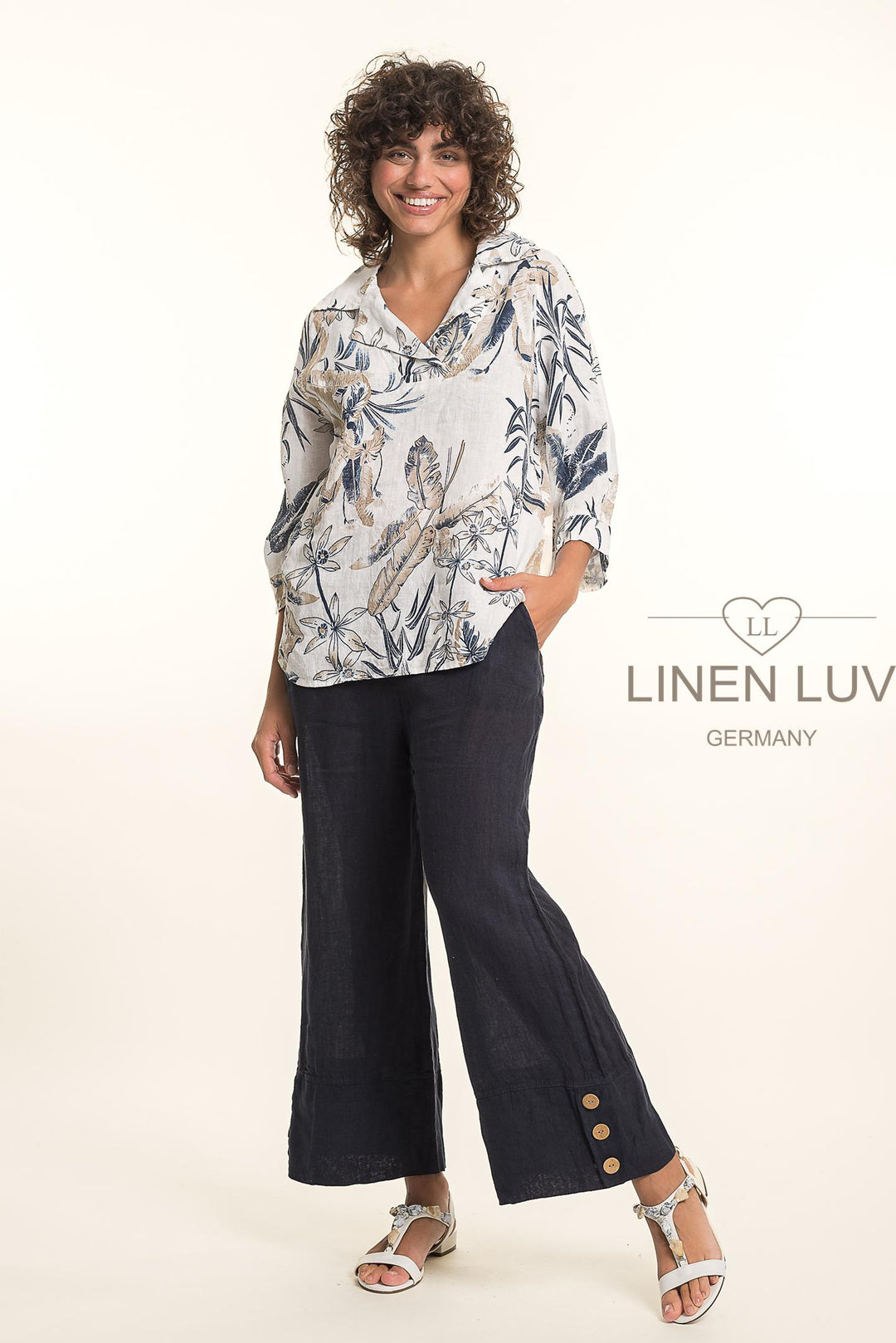 Premium French Linen Blouse Print - Breathable Naturals | Glam & Fame Clothing