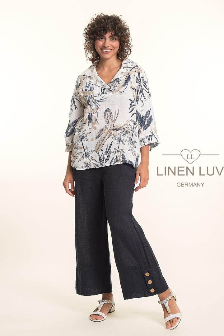 Premium French Linen Blouse Print - Breathable Naturals | Glam & Fame Clothing