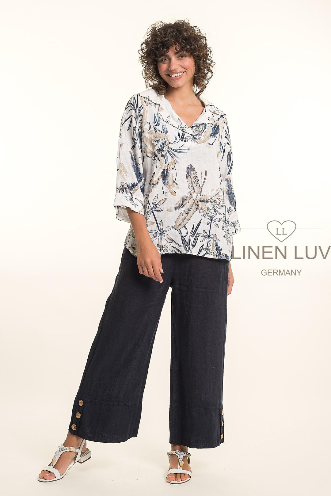 Premium French Linen Blouse Print - Breathable Naturals | Glam & Fame Clothing