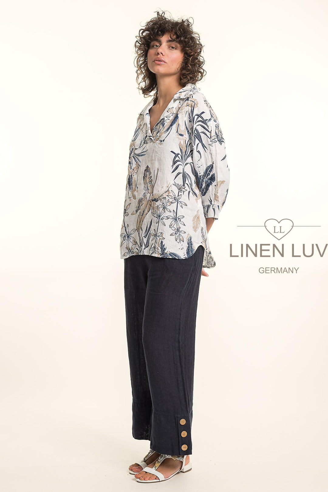 Premium French Linen Blouse Print - Breathable Naturals | Glam & Fame Clothing