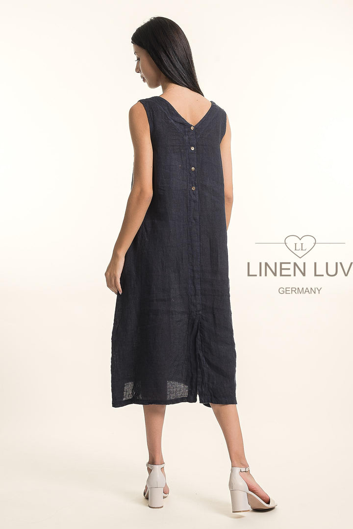 French Linen V-Neck Maxi Dress - Breathable Naturals | Glam & Fame Clothing 