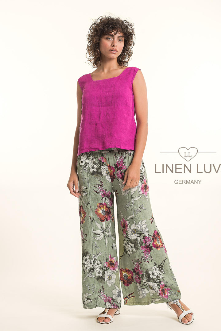 French Linen Top Slv/L SQ neck - Breathable Naturals | Glam & Fame Clothing 