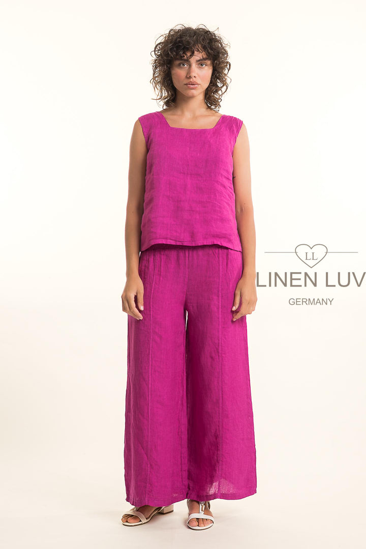 French Linen Top Slv/L SQ neck - Breathable Naturals | Glam & Fame Clothing 