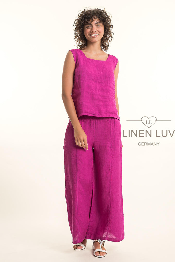 French Linen Top Slv/L SQ neck - Breathable Naturals | Glam & Fame Clothing 