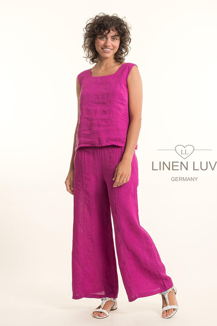 French Linen Top Slv/L SQ neck - Breathable Naturals | Glam & Fame Clothing 