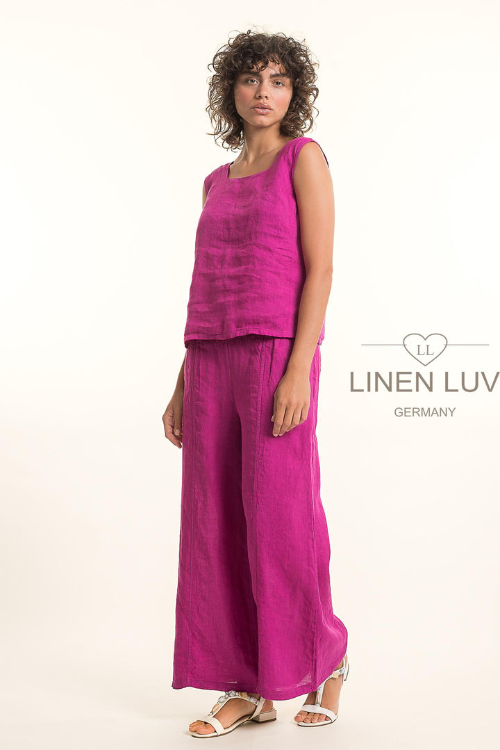 French Linen Top Slv/L SQ neck - Breathable Naturals | Glam & Fame Clothing 