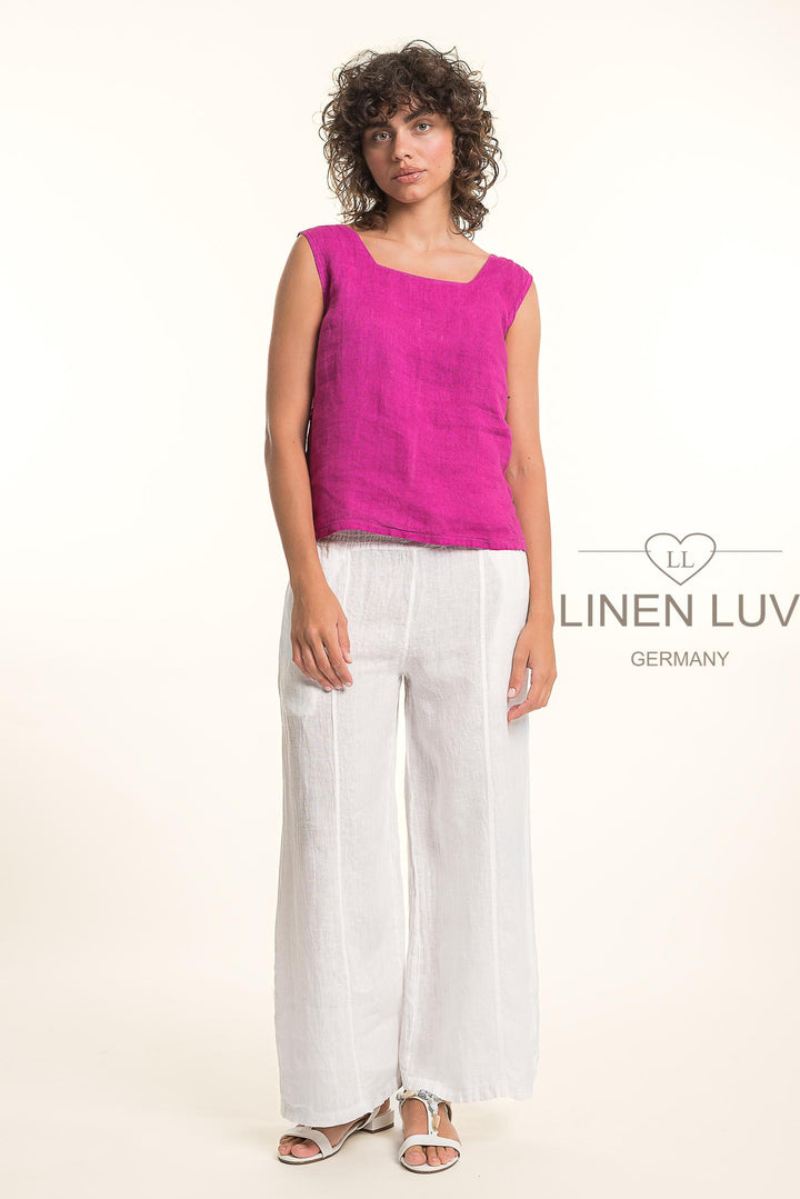 French Linen Top Slv/L SQ neck - Breathable Naturals | Glam & Fame Clothing 