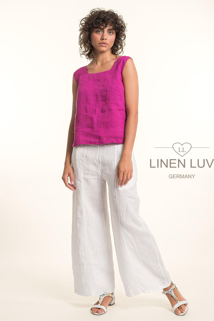 French Linen Top Slv/L SQ neck - Breathable Naturals | Glam & Fame Clothing 