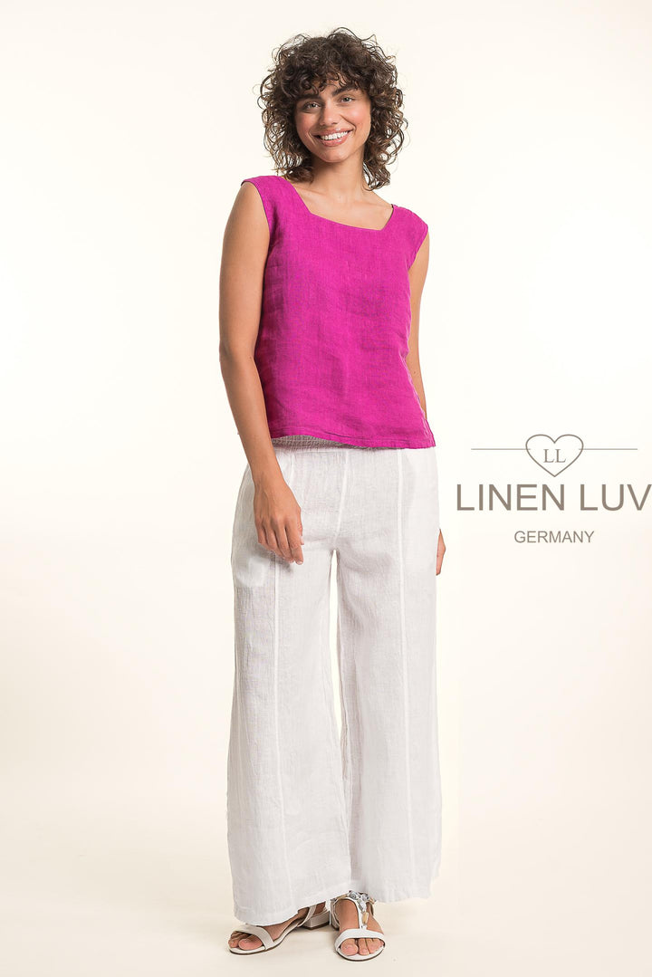 French Linen Top Slv/L SQ neck - Breathable Naturals | Glam & Fame Clothing 