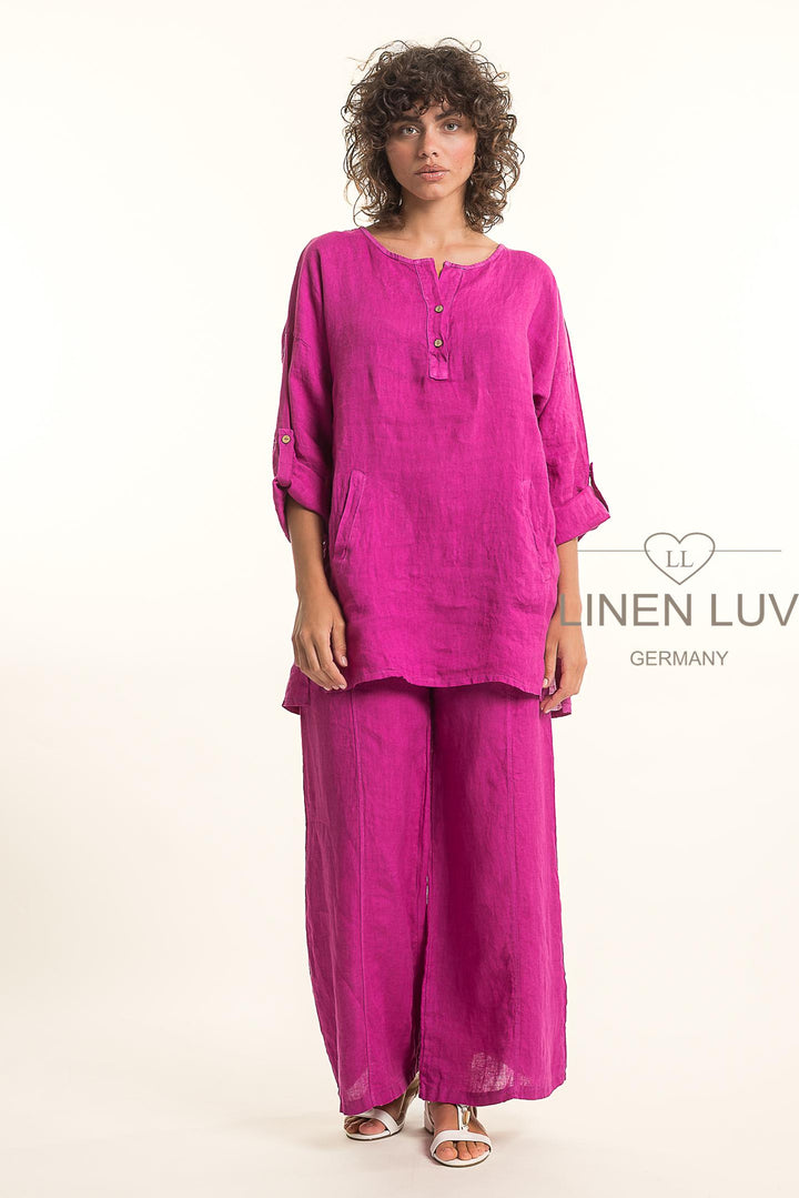 French Linen Tunic Blouse - Breathable Naturals | Glam & Fame Clothing