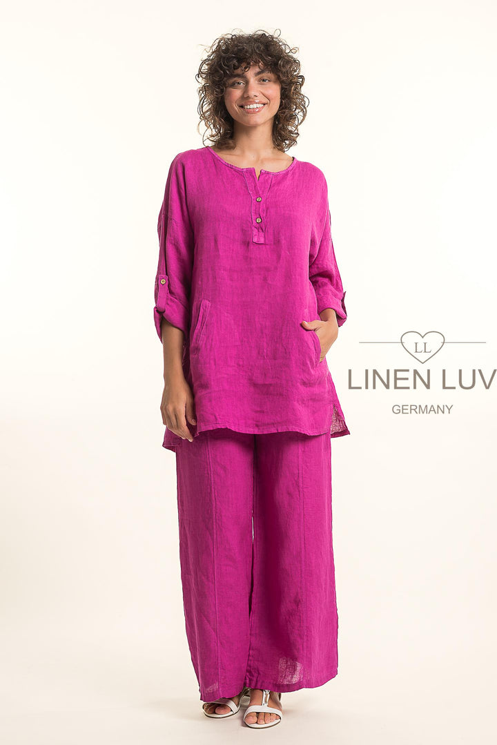 French Linen Tunic Blouse - Breathable Naturals | Glam & Fame Clothing
