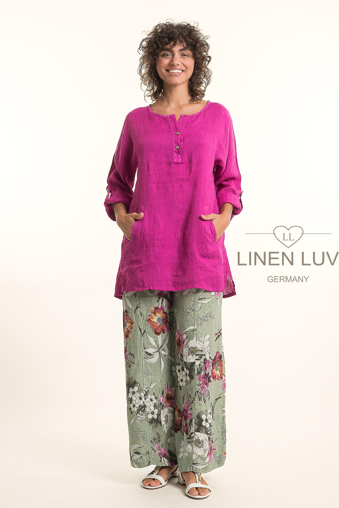French Linen Tunic Blouse - Breathable Naturals | Glam & Fame Clothing