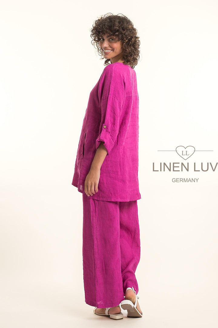 French Linen Tunic Blouse - Breathable Naturals | Glam & Fame Clothing