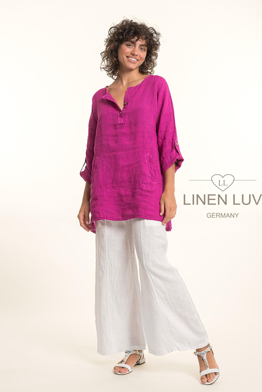 French Linen Tunic Blouse - Breathable Naturals | Glam & Fame Clothing