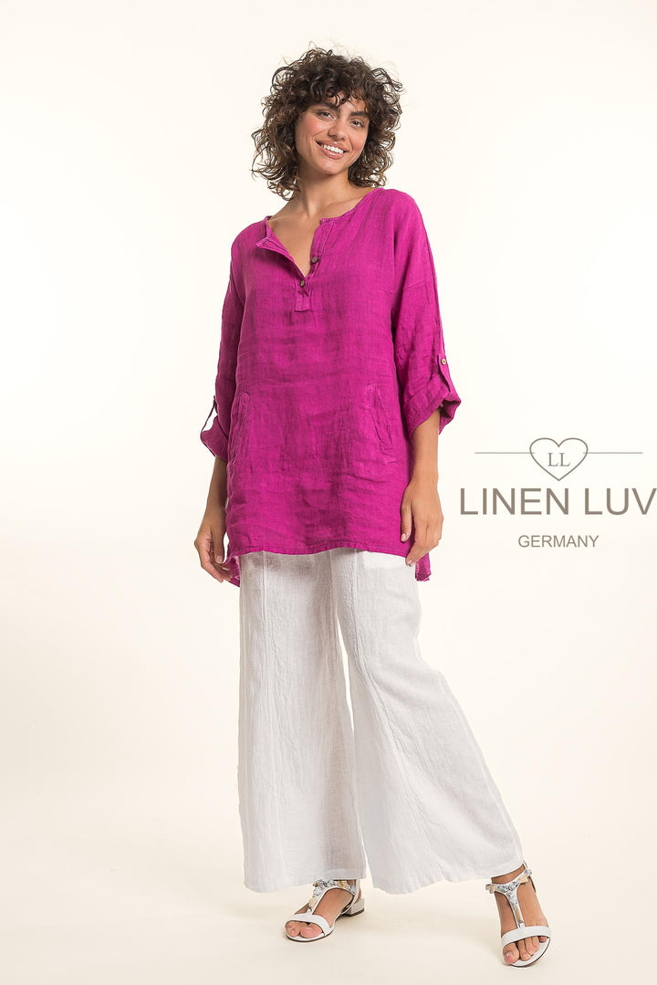 French Linen Tunic Blouse - Breathable Naturals | Glam & Fame Clothing