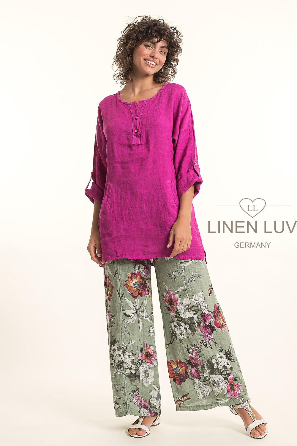 French Linen Tunic Blouse - Breathable Naturals | Glam & Fame Clothing
