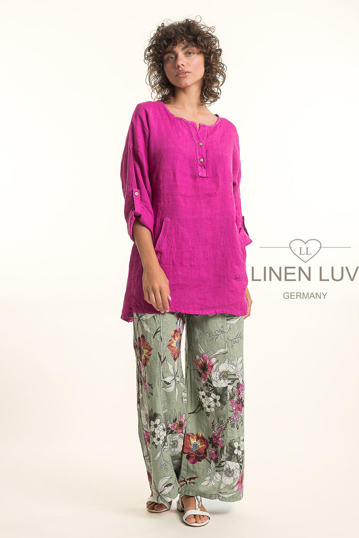 French Linen Tunic Blouse - Breathable Naturals | Glam & Fame Clothing