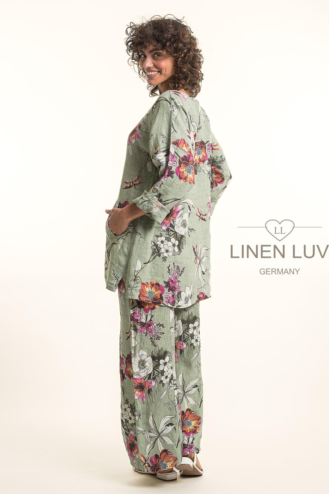 French Linen Tunic Blouse Print With Pockets - Breathable Naturals | Glam & Fame Clothing