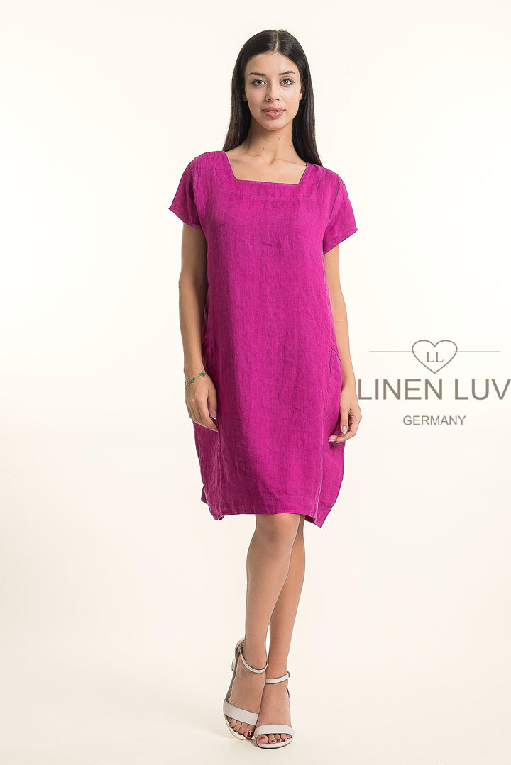 Premium French Linen Midi Dress - Breathable Naturals | Glam & Fame Clothing