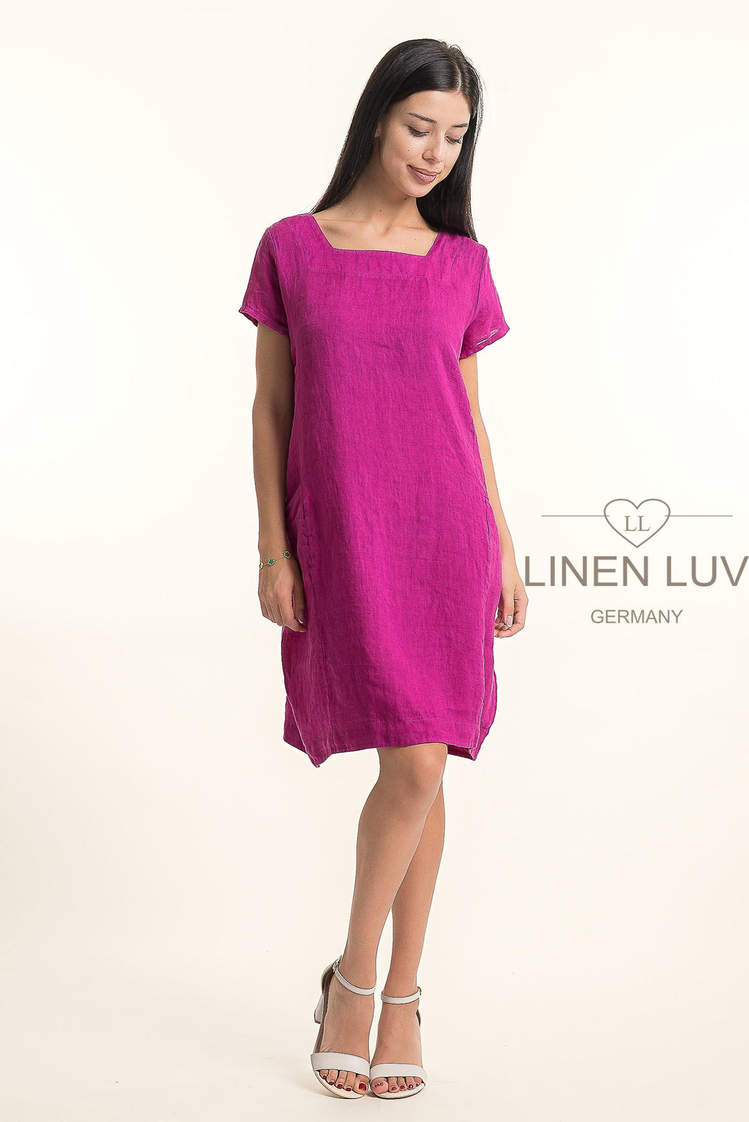 Premium French Linen Midi Dress - Breathable Naturals | Glam & Fame Clothing
