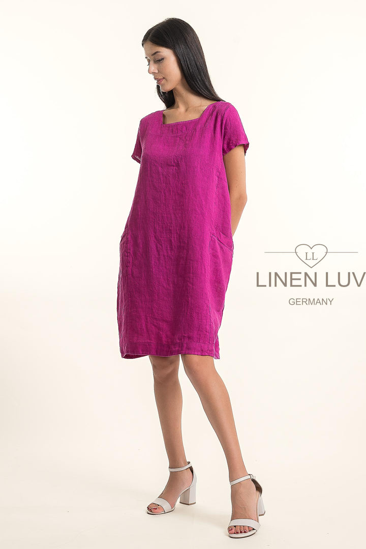 Premium French Linen Midi Dress - Breathable Naturals | Glam & Fame Clothing