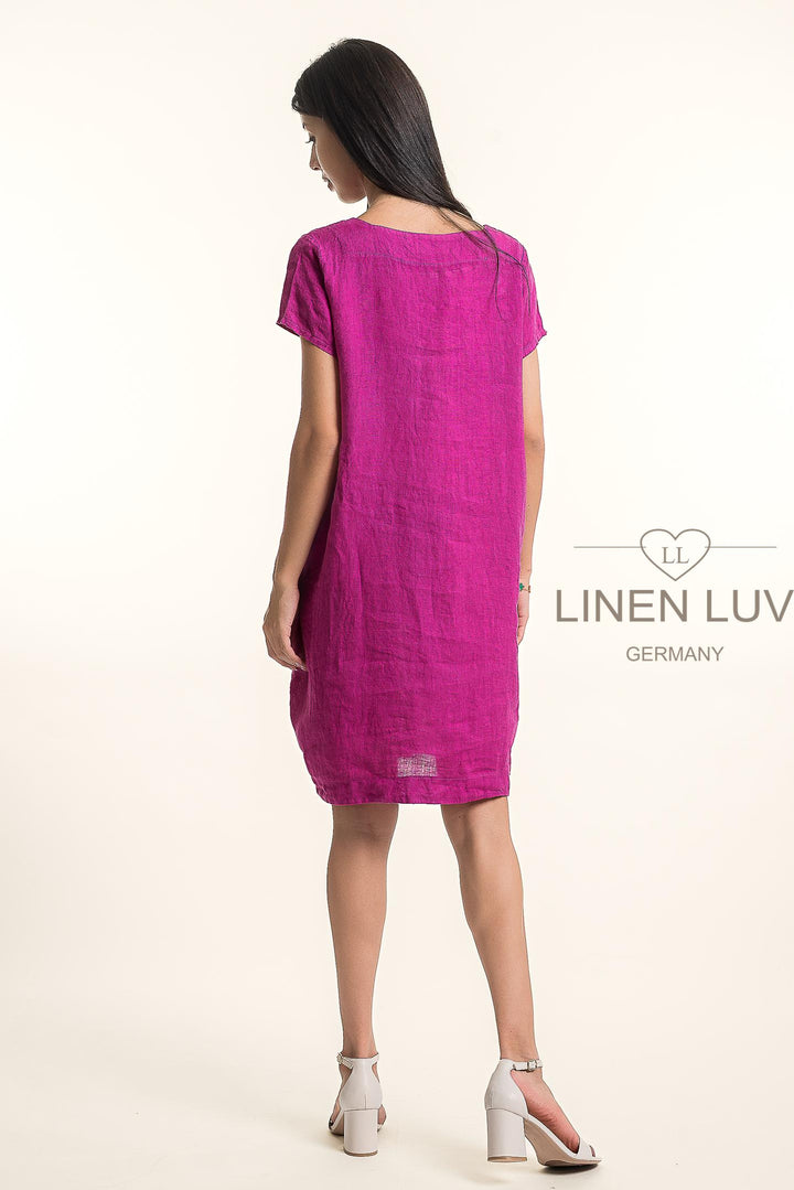 Premium French Linen Midi Dress - Breathable Naturals | Glam & Fame Clothing