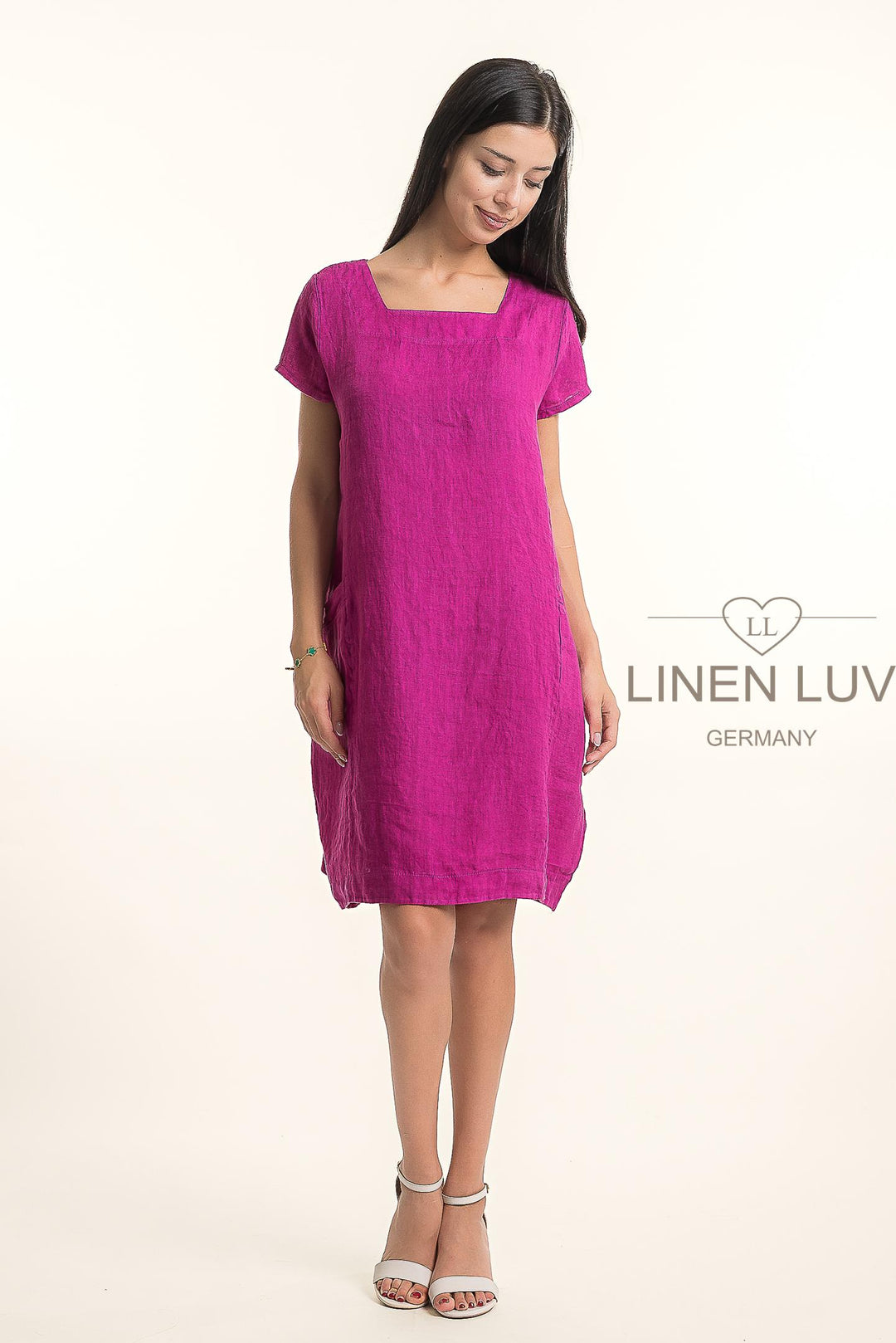 Premium French Linen Midi Dress - Breathable Naturals | Glam & Fame Clothing
