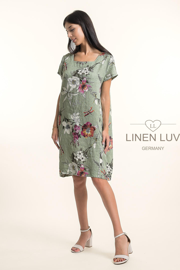 Premium French Linen Midi Dress Print - Breathable Naturals | Glam & Fame Clothing