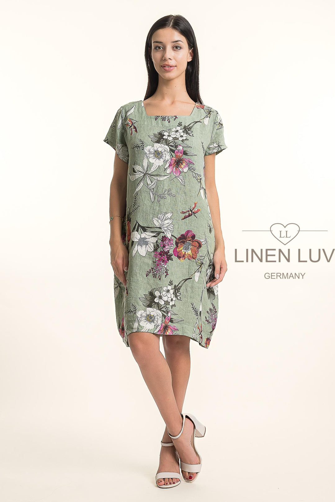Premium French Linen Midi Dress Print - Breathable Naturals | Glam & Fame Clothing