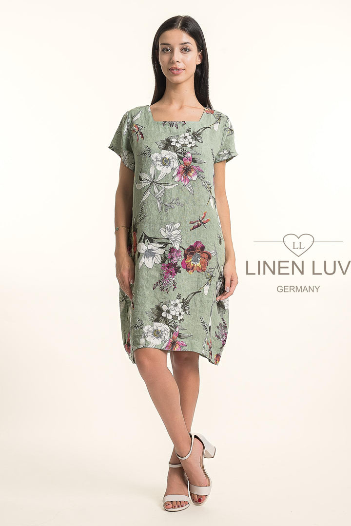 Premium French Linen Midi Dress Print - Breathable Naturals | Glam & Fame Clothing