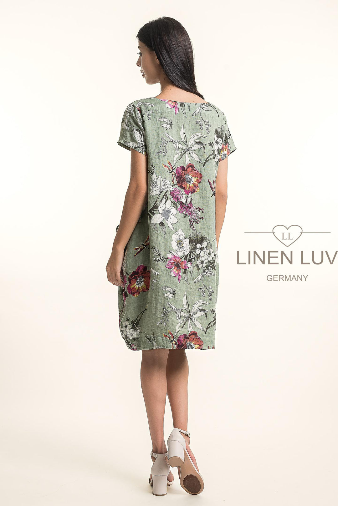 Premium French Linen Midi Dress Print - Breathable Naturals | Glam & Fame Clothing