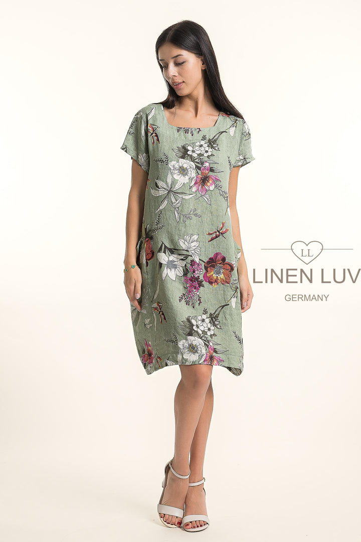 Premium French Linen Midi Dress Print - Breathable Naturals | Glam & Fame Clothing