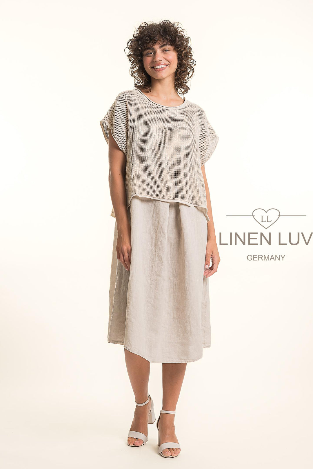 French Linen Dress 2Piece Crop Knit - Breathable Naturals | Glam & Fame Clothing