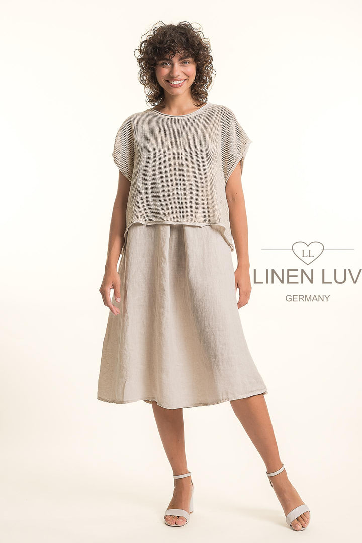 French Linen Dress 2Piece Crop Knit - Breathable Naturals | Glam & Fame Clothing