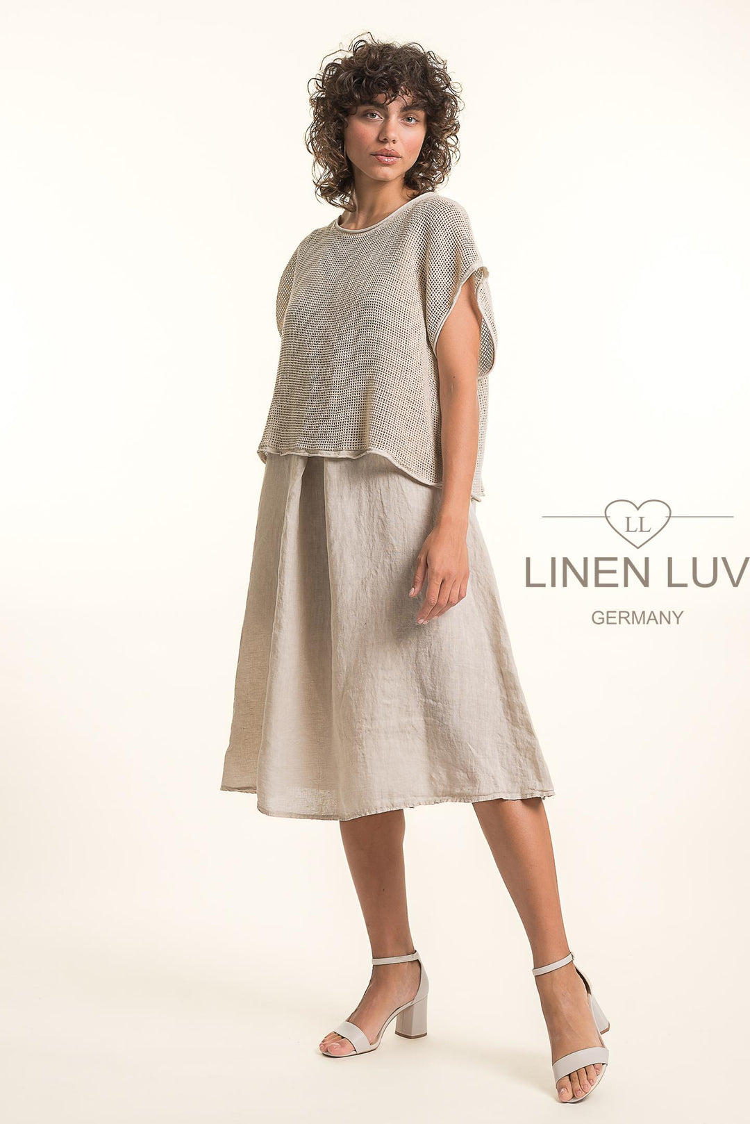 French Linen Dress 2Piece Crop Knit - Breathable Naturals | Glam & Fame Clothing