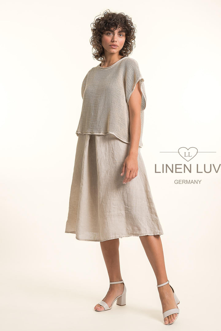 French Linen Dress 2Piece Crop Knit - Breathable Naturals | Glam & Fame Clothing