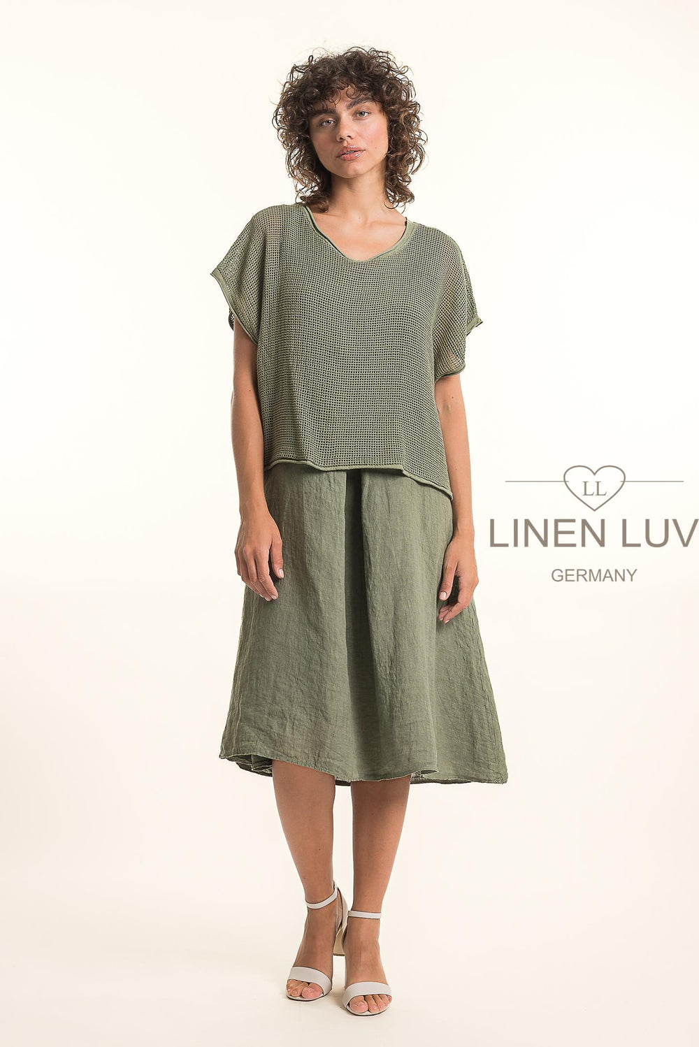 French Linen Dress 2Piece Crop Knit - Breathable Naturals | Glam & Fame Clothing