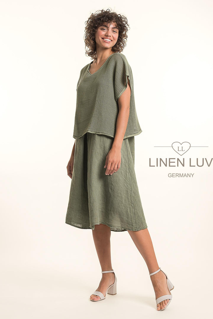 French Linen Dress 2Piece Crop Knit - Breathable Naturals | Glam & Fame Clothing