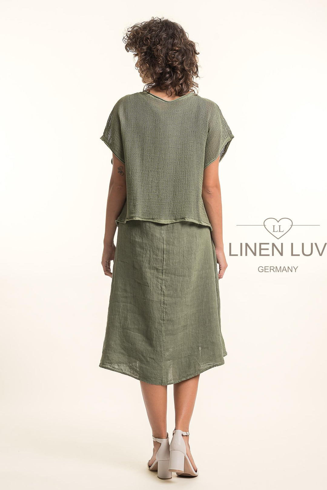 French Linen Dress 2Piece Crop Knit - Breathable Naturals | Glam & Fame Clothing