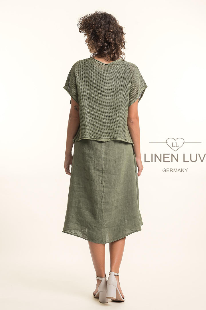 French Linen Dress 2Piece Crop Knit - Breathable Naturals | Glam & Fame Clothing