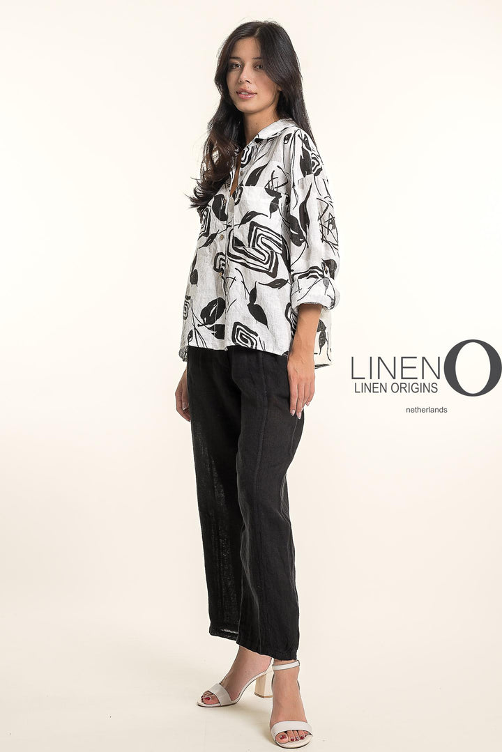 French Linen Flora Geo Shirt