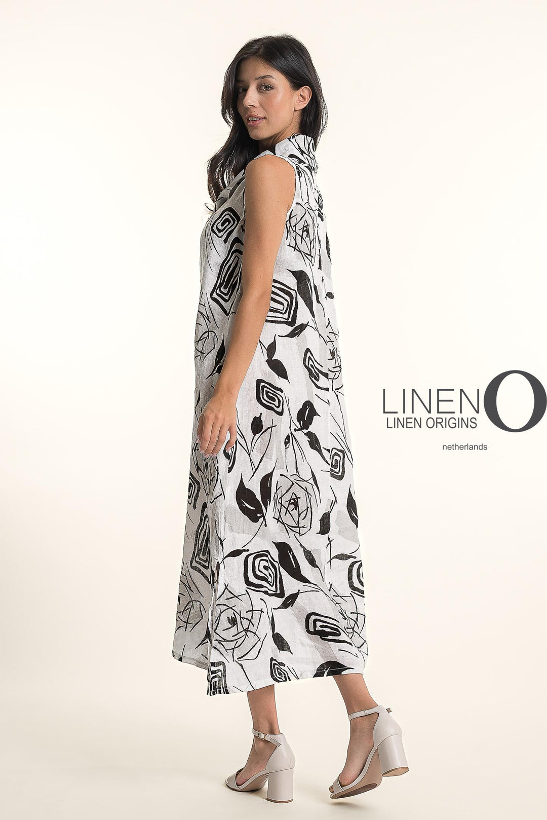French Linen Geo Flora Maxi Dress - Breathable Naturals | Glam & Fame Clothing