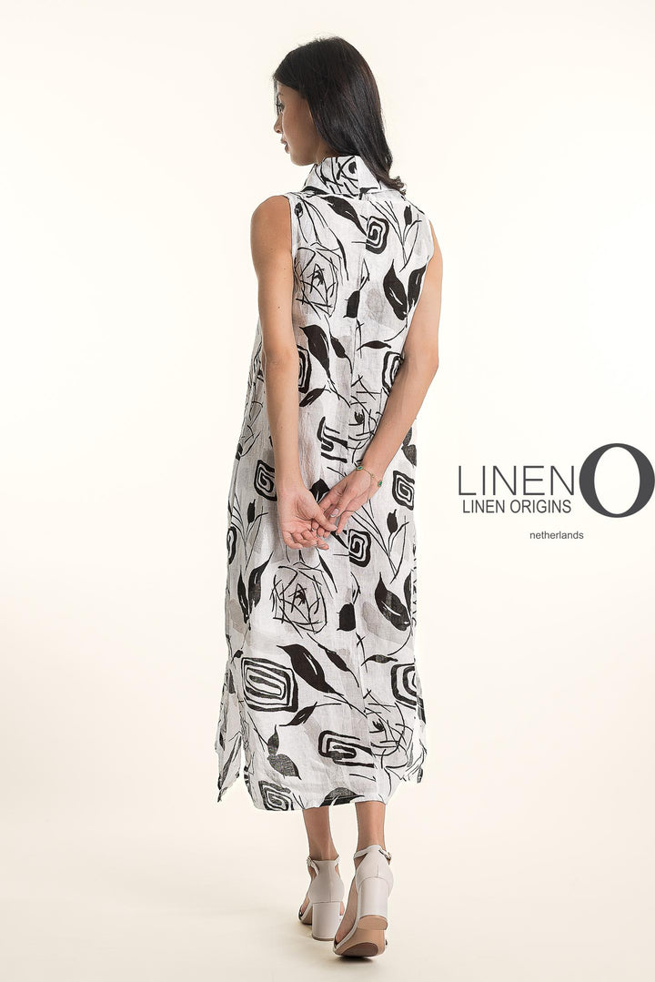 French Linen Geo Flora Maxi Dress - Breathable Naturals | Glam & Fame Clothing