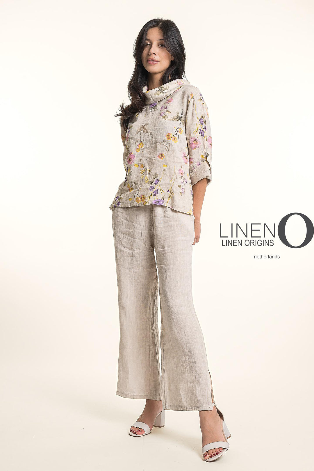 French Linen Blouse Cowl Neck Button Accent - Breathable Naturals | Glam & Fame Clothing