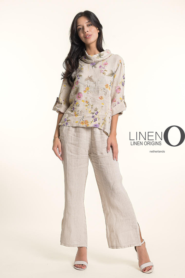 French Linen Blouse Cowl Neck Button Accent - Breathable Naturals | Glam & Fame Clothing