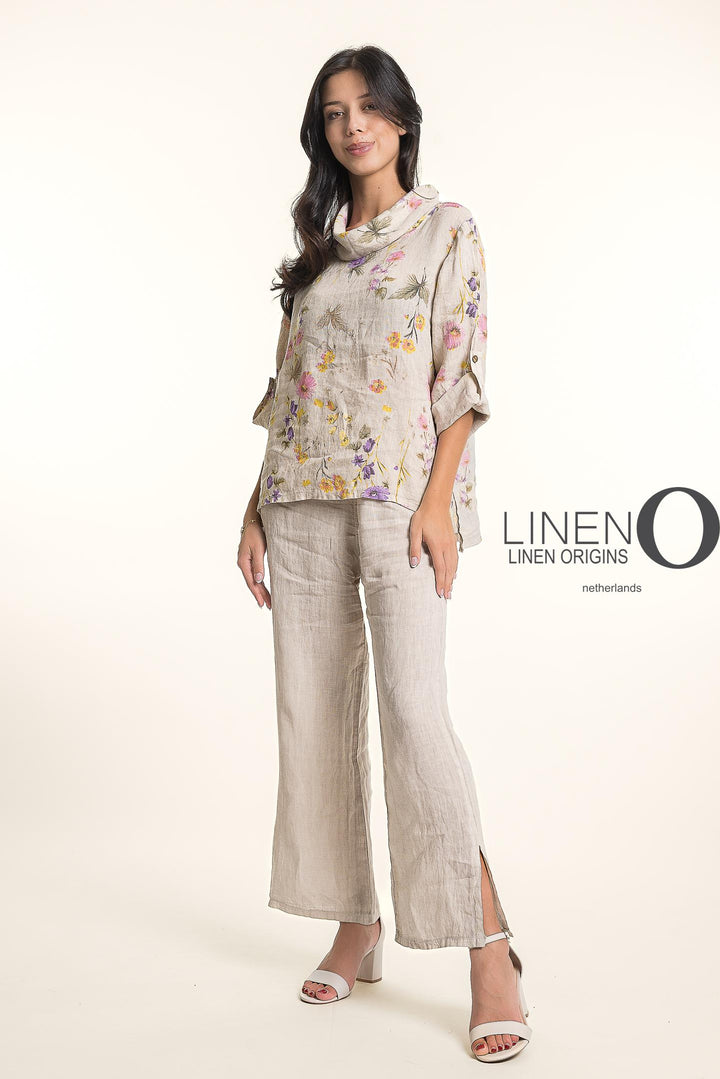French Linen Blouse Cowl Neck Button Accent - Breathable Naturals | Glam & Fame Clothing