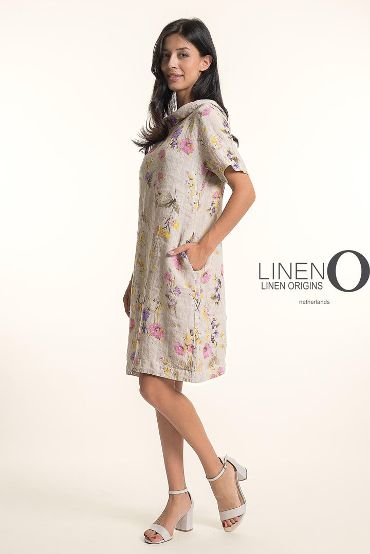 French Linen Midi Print Short Sleeves - Breathable Naturals | Glam & Fame Clothing