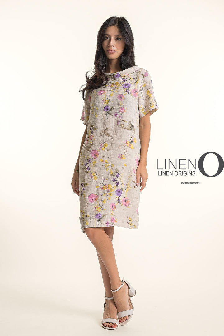 French Linen Midi Print Short Sleeves - Breathable Naturals | Glam & Fame Clothing